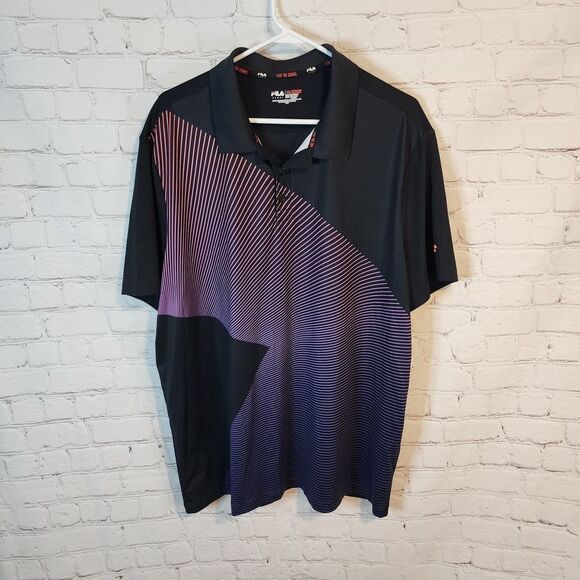 Fila Men's Dynamic Black and Purple Golf Polo Shirt, Size XXL - Picture 1 of 4